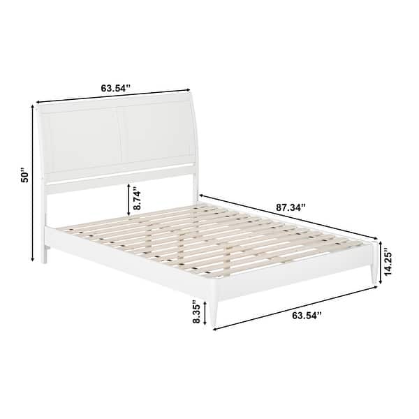 Valencia Full Solid Wood Low Profile Sleigh Platform Bed in White - On ...