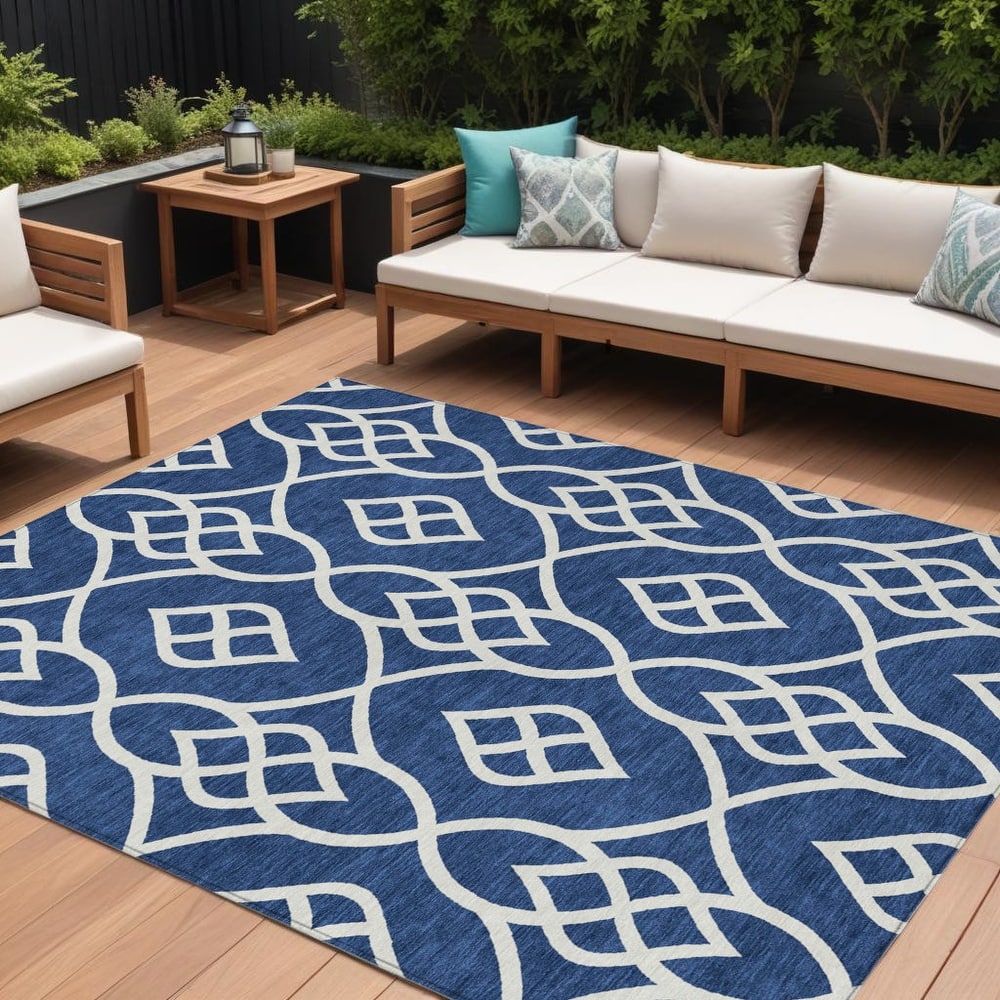 HomeRoots Trellis Transitional Rectangle Outdoor Rug