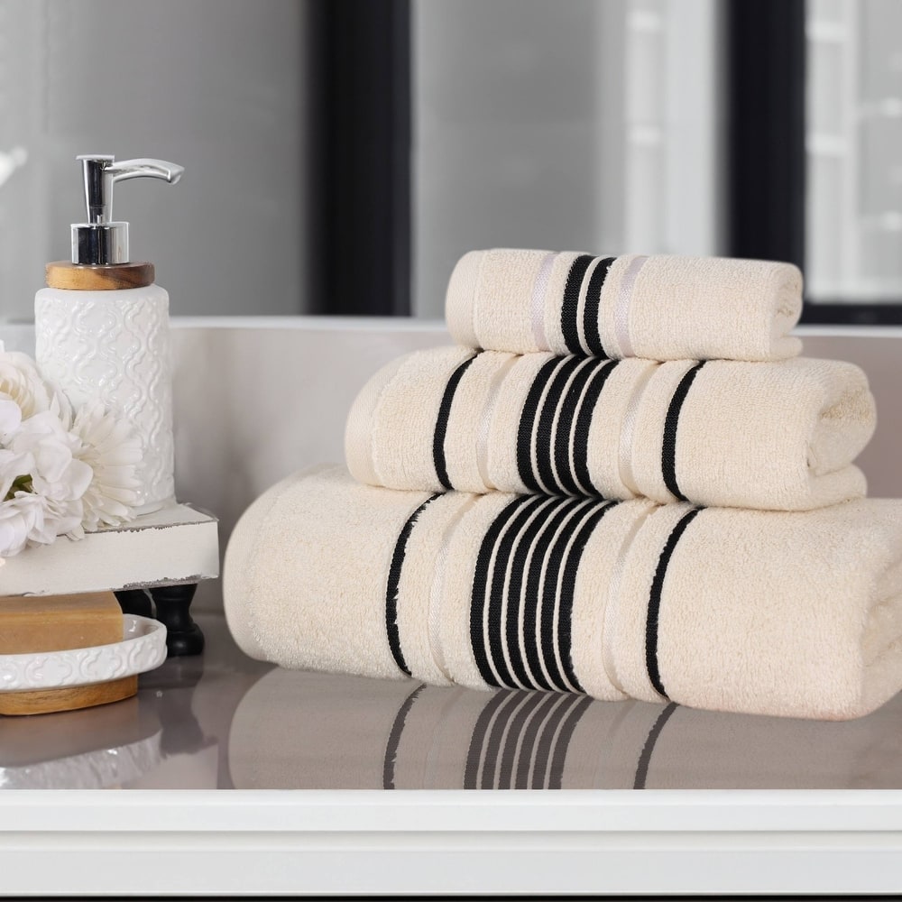 Superior Sadie Zero Twist Cotton Solid Absorbent 3 Piece Towel Set