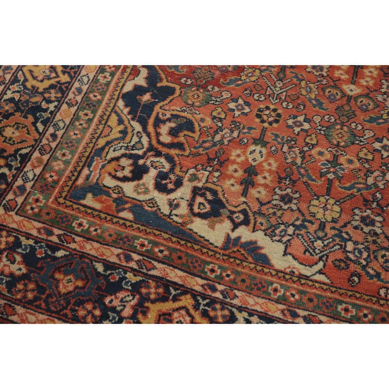 Hand Knotted Oriental 100% Wool Carpet Traditional Floral Oranges & Rust Mahal Area Rug - 11' 10'' X 7' 10''