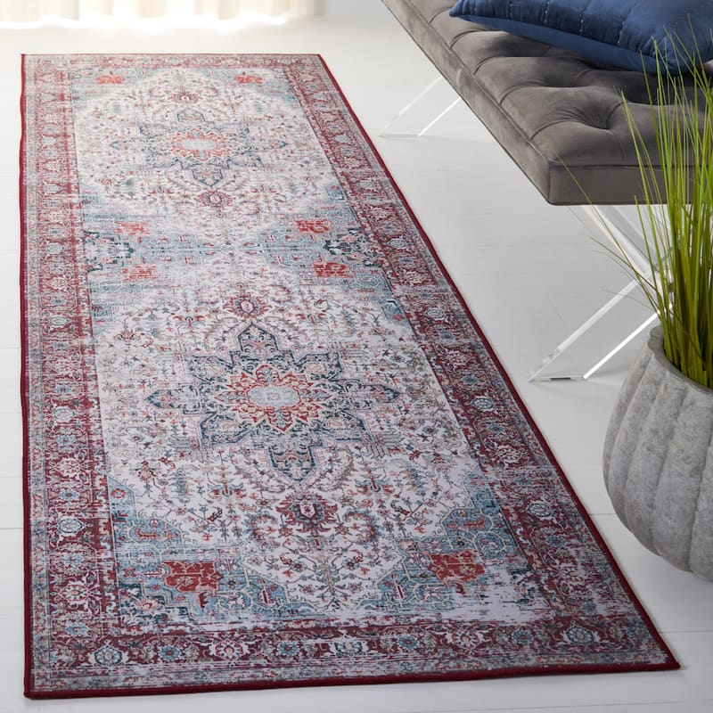 SAFAVIEH Tucson Machine Washable Slip Resistant Iris Oriental Medallion