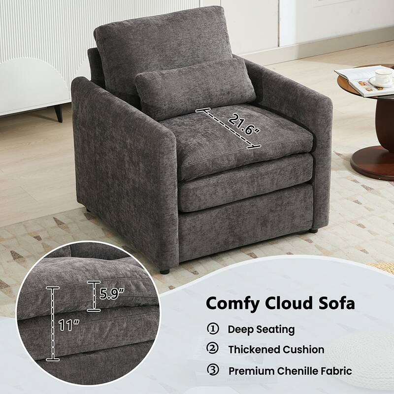 31.9" Comfy Cloud Armchair,Oversized,Plush Upholstered,Double Cushion