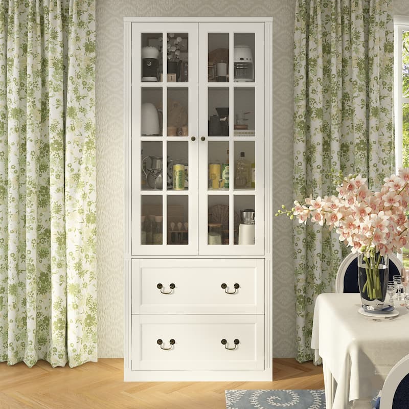 Modular Glass Doors Display Cabinet Combo Bookcase Home Office Pantry