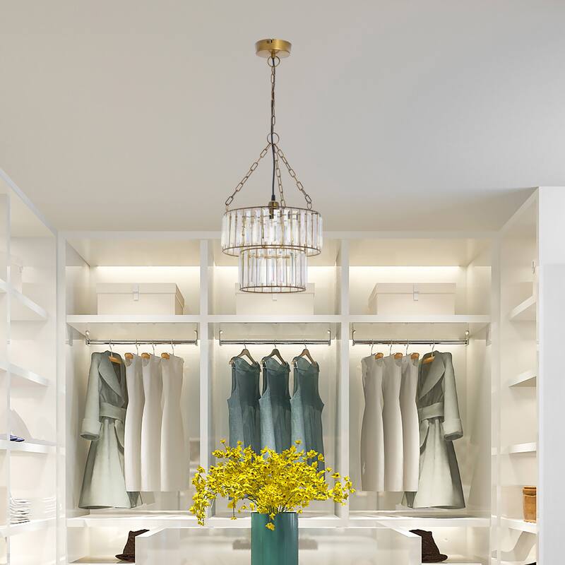 Octavius River of Goods Gold and Clear Metal and Glass Adjustable Drop Height 12-Inch Hanging Pendant Light