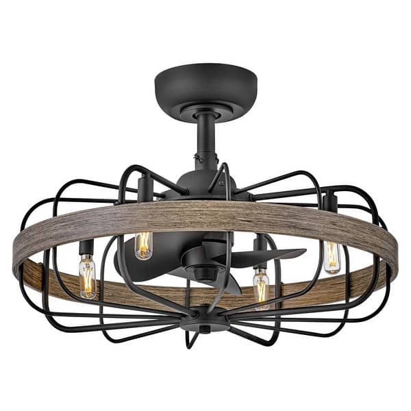 slide 2 of 4, Hinkley Lighting 905022F-LIA Eli 22" Wide 3 Blade 4 Light Smart Matte Black / Driftwood