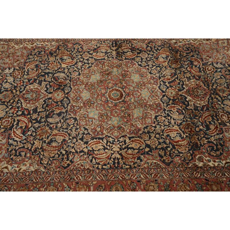 Hand Knotted Oriental 100% Silk Carpet Traditional Floral Navy Blue & Blues Hereke Area Rug - 6' 0'' X 4' 0''