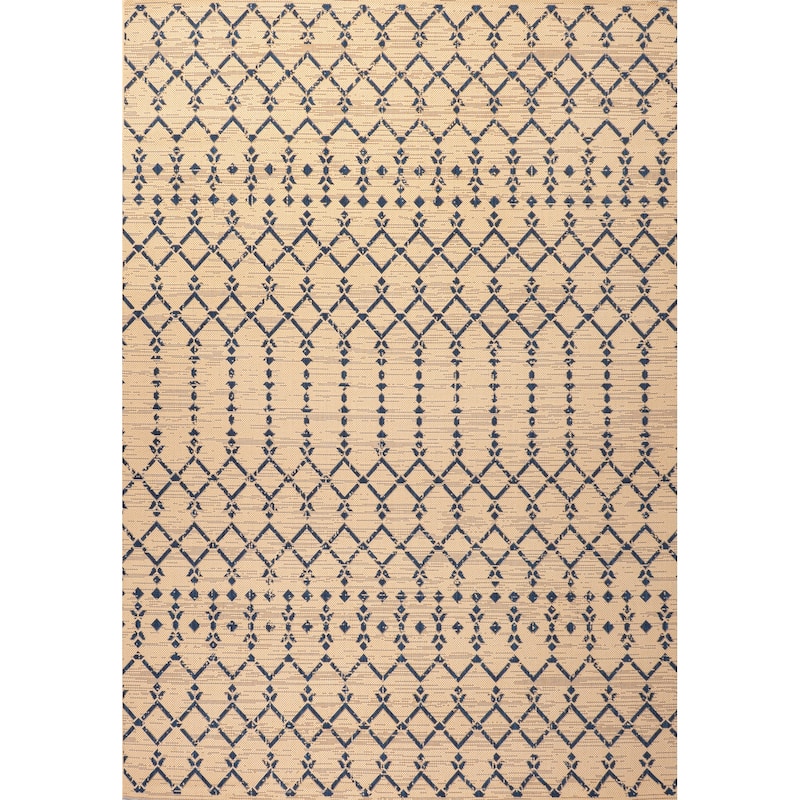 JONATHAN Y Lighting SMB108H-3 3' x 5' Polypropylene Moroccan - Beige / Navy