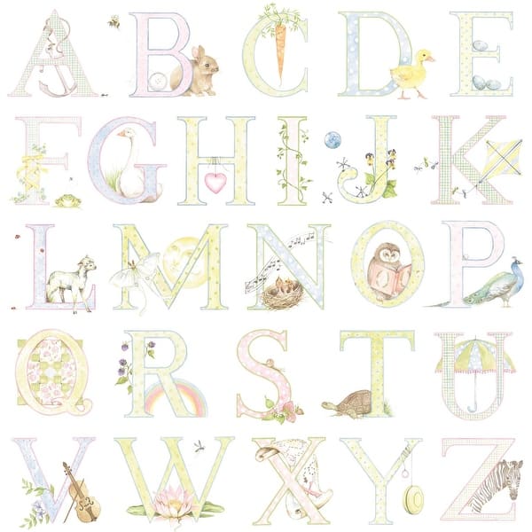 slide 2 of 2, Seabrook Designs Day Dreamers Alphabet Unpasted Wallpaper 20.5 in. W x 33 ft. L - Multi-Color