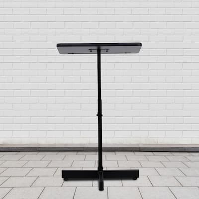 Adjustable Height Slanted Top Metal Lectern in Mahogany