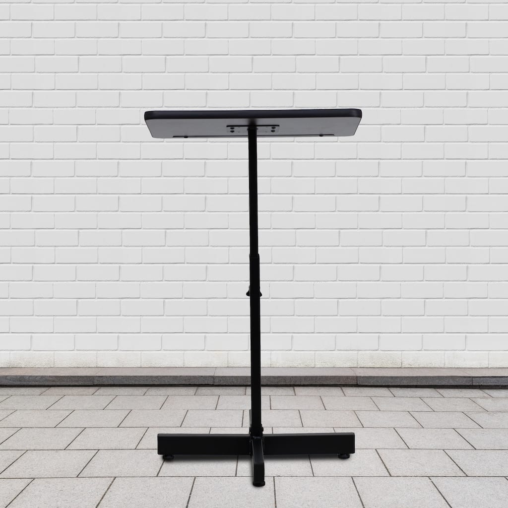 Adjustable Height Slanted Top Metal Lectern in Mahogany