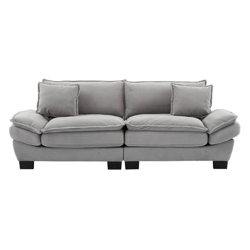 Oversized Corduroy Loveseat Sofa - 84" Wide Deep-Seat Couch with Pillows for Living Room, Apartment, Office