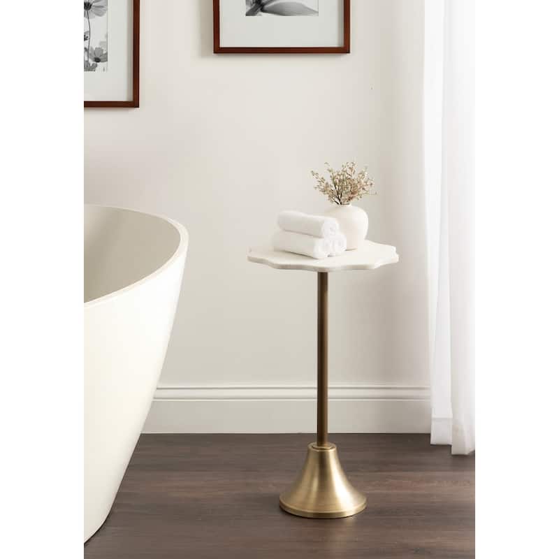 Kate and Laurel Sanzo Scalloped Marble and Metal Drink Table