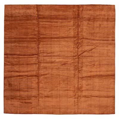 ECARPETGALLERY Hand-knotted Opulence Orange Silk, Wool Rug - 11'6 x 11'4