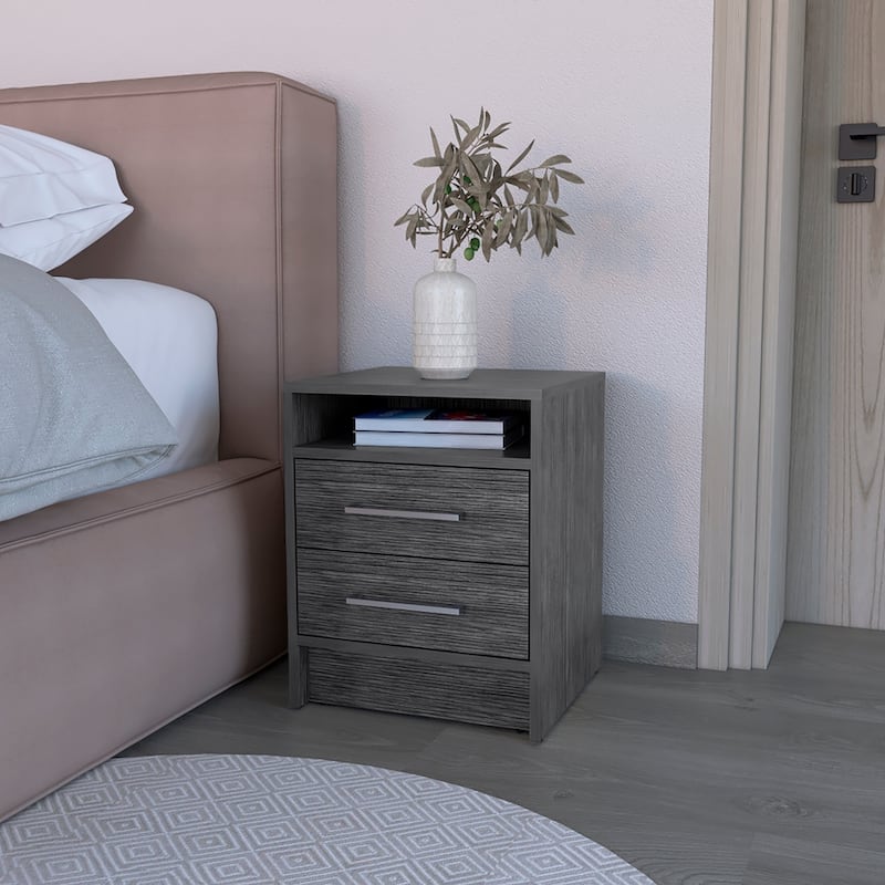 Nightstand Cartiz,Two Drawers，for Living Room,and Dining Room