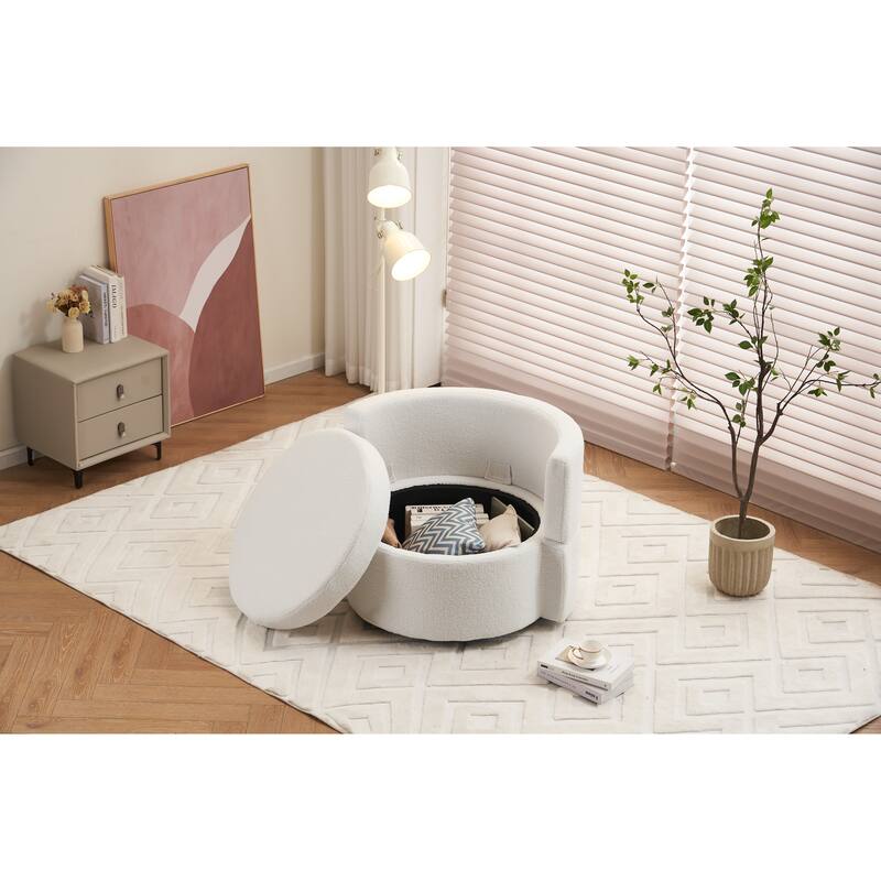 31.5" Swivel Barrel Chair with Storage