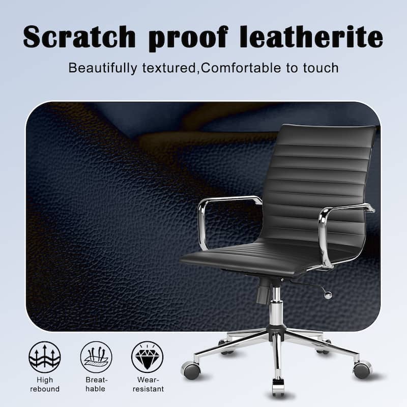 CAROCC Ribbed Computer Office Chair Swivel Lift tilt function Ergonomic Premium Leather Desk Armchair