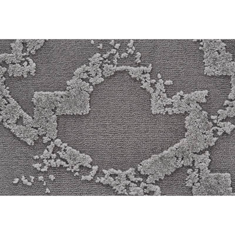 Plaza DIstressed Geometric Trellis Area Rug, Silver Gray/Steel Gray