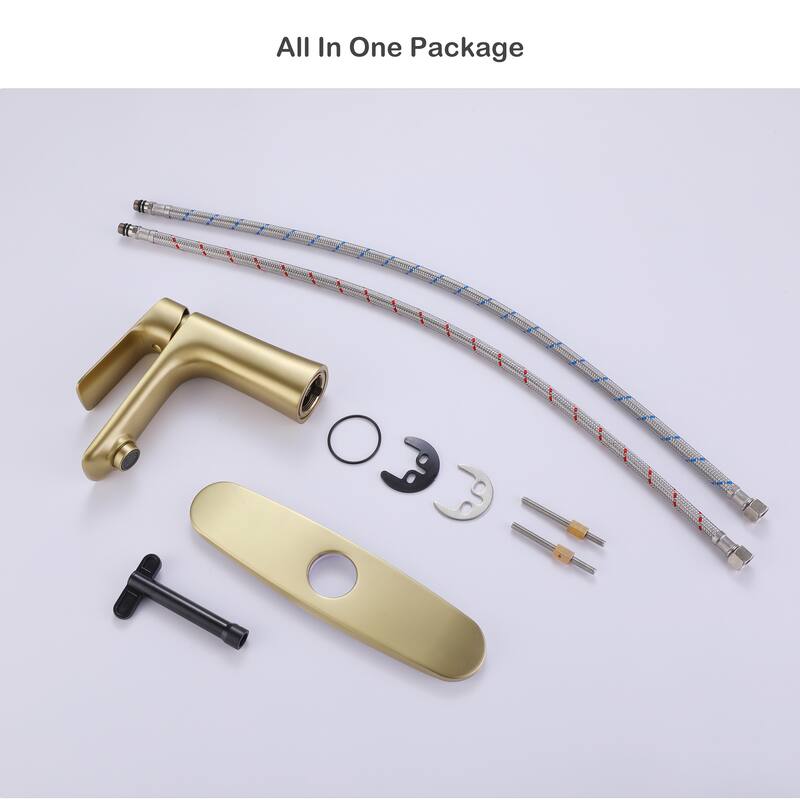 Black/Gold Single Handle Bathroom Sink Faucet Single Hole with Deck Plate