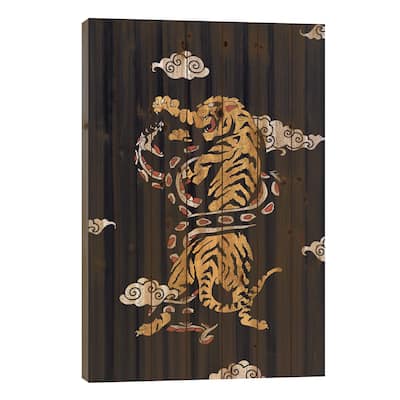 Tiger vs, Snake Clouds Print On Wood by Lostanaw - Multi-Color