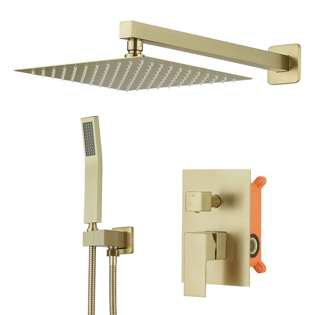 Shower System 10 Inch Bathroom Luxury Rain Mixer Shower Combo Set Wall Mounted Rainfall Shower Head and Handheld System