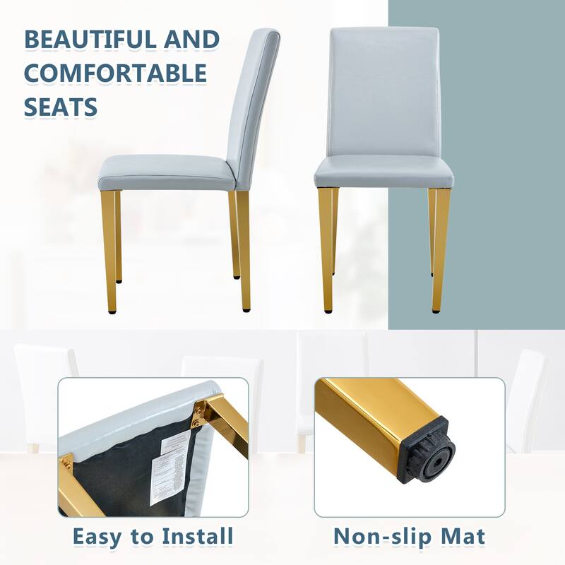 Modern Set of 4 Dining Chair with Metal Legs Kitchen Chair Side Chair Armless Chair for Dining Room