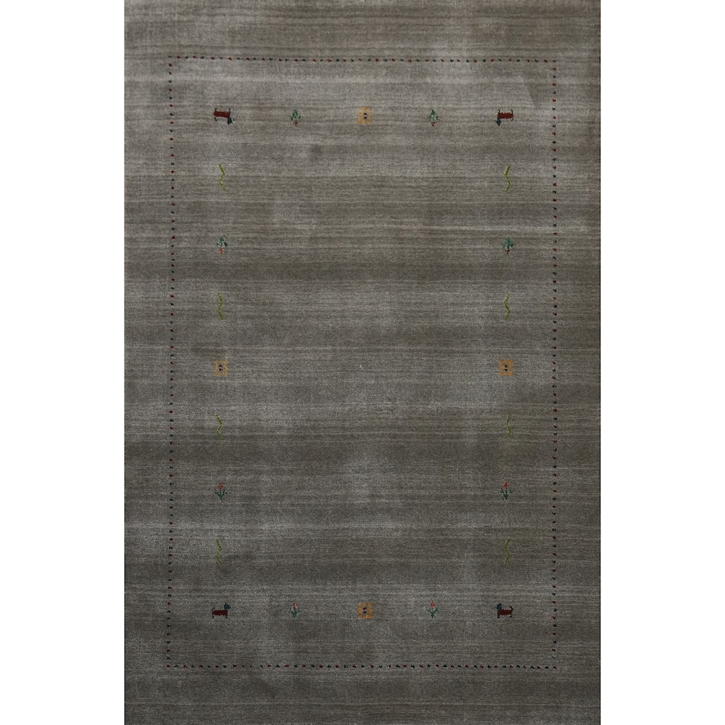 Tribal Gray Gabbeh Oriental Accent Rug Geometric Tribal Carpet - 5' 9'' X 3' 11''