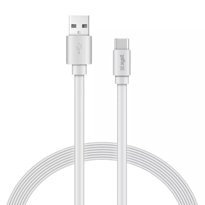 Xyst Charge and Sync USB to USB-C Flat Cable 4Ft - White