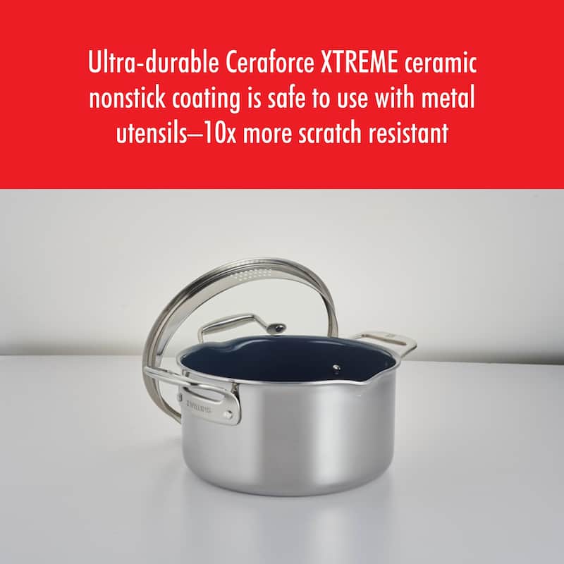 ZWILLING Clad CFX 6-qt Stainless Steel Ceramic Nonstick Dutch Oven
