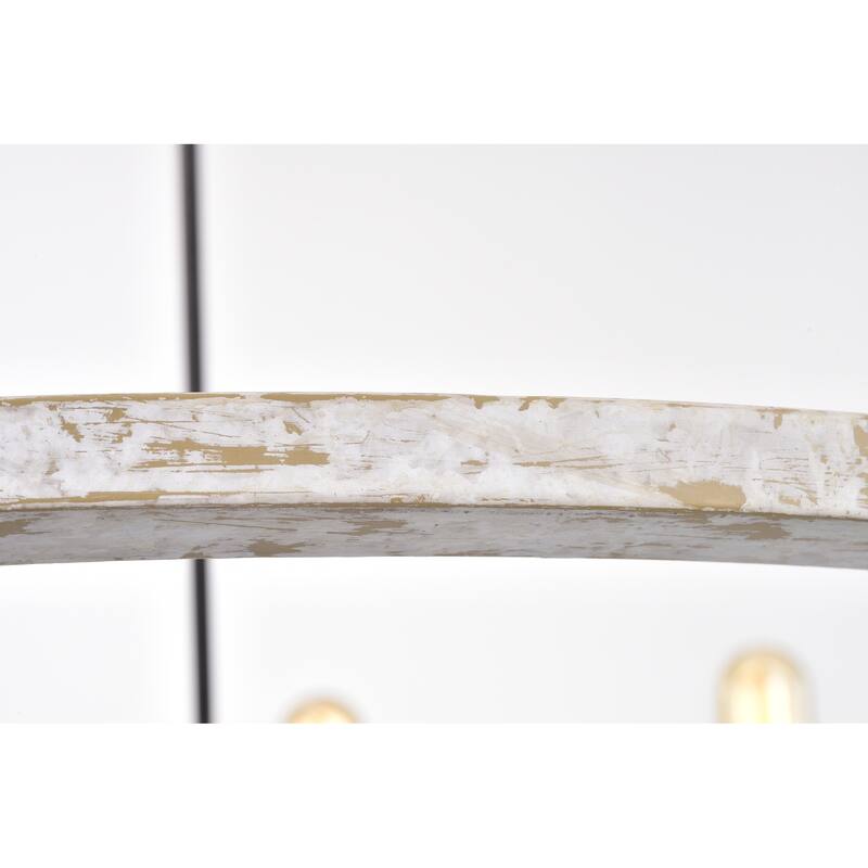 Sofie Weathered White+Smith Iron 12-Light 35-Inch Wagon Wheel Chandelier