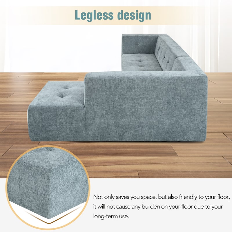 Comfortable Modular Sofa Set with Foam & Spring Seat, Modern Chenille Upholstery