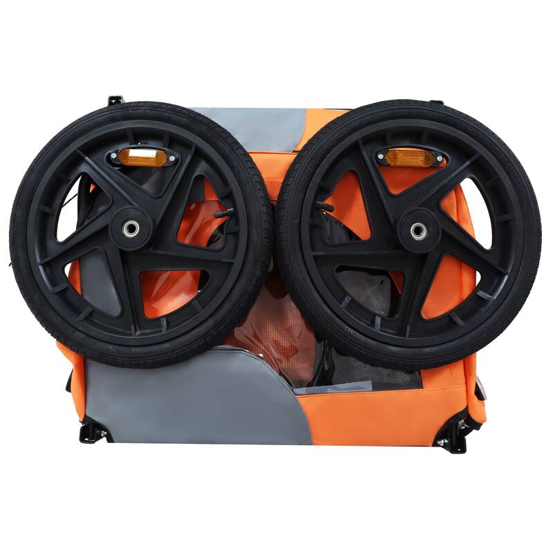 Outdoor Collapsible Pet Bike Trailer With 16-Inch All-Terrain Wheels & Universal Hitch-Foldable Dog/Cargo Carrier Cart