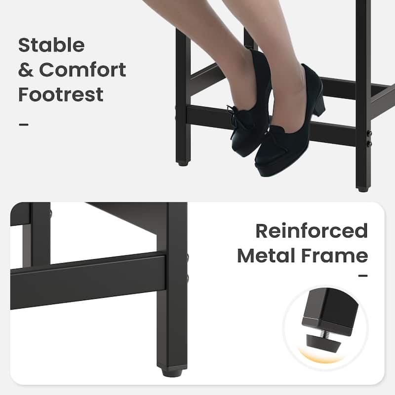 RENEWLINE 24.4" Backless Bar Stools Set of 2 - PU Leather Counter Height - Kitchen Island & Bar