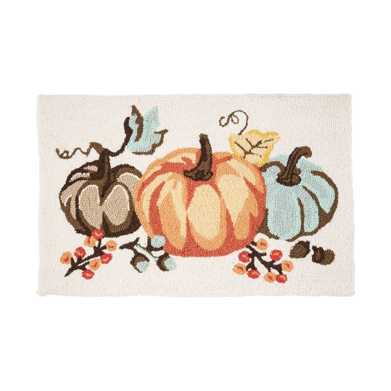 Pumpkin Trio Hooked Rug - Beige - 2' x 3'