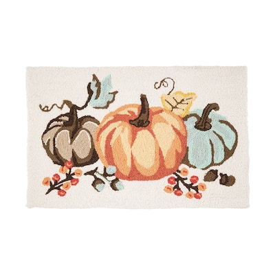 Pumpkin Trio Hooked Rug - Beige - 2' x 3'