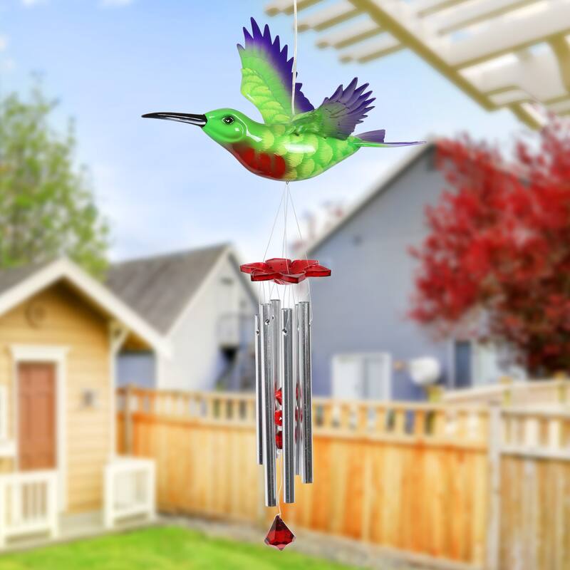 Exhart Solar WindyWings Bird Wind Chime, 10 by 9 Inches