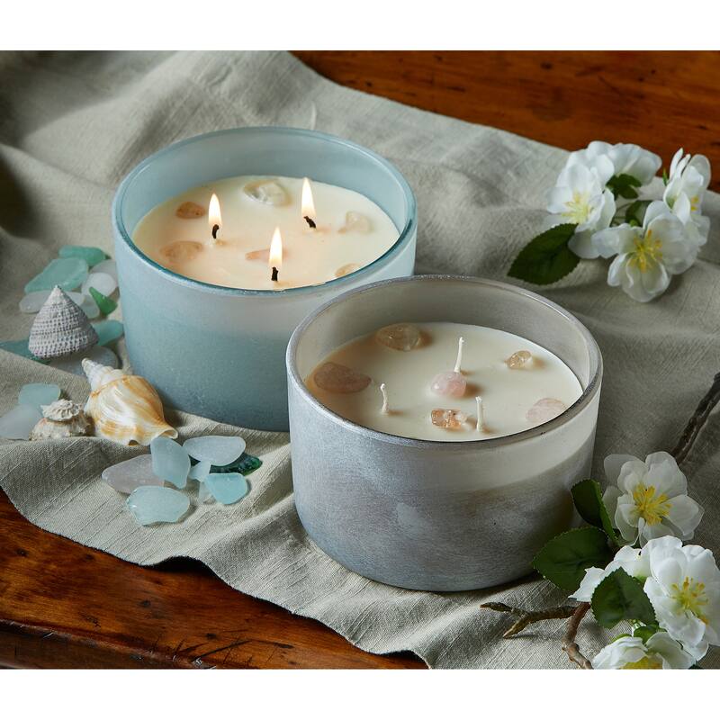 Ocean Waves White 3 Wick Candle Scented Soy and Paraffin Wax Glass Container, 12.6 oz, 20 Hour Burn Time