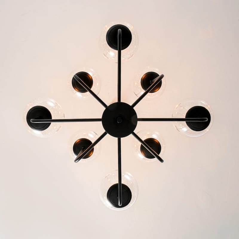 Modern 2-Tier Seeded Glass Globe Bubble Round Chandelier 27in Width