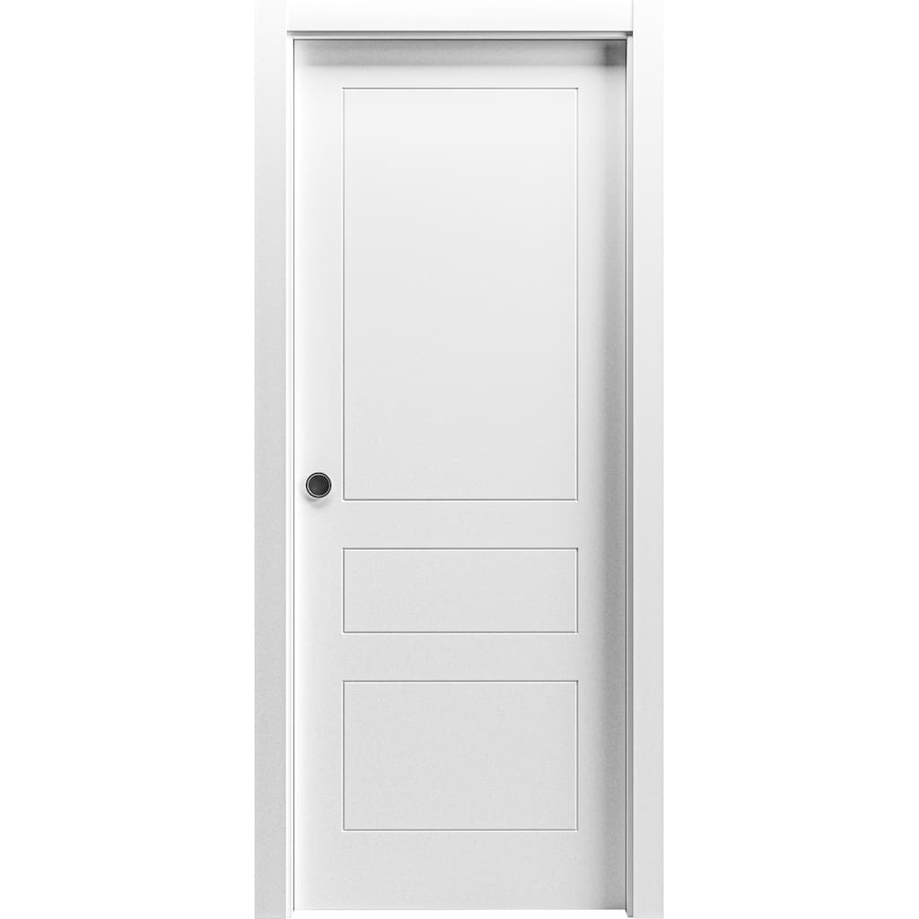 Sliding Pocket Door / Mela 0733 Painted White / Kit Rail Hardware / MDF Interior Bedroom Modern Doors
