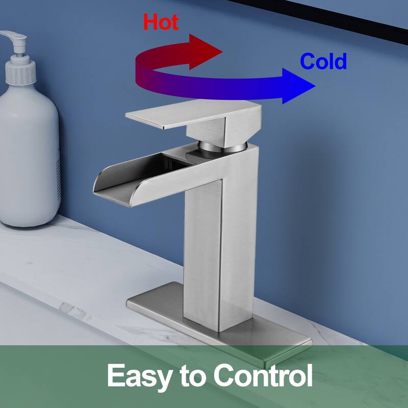 Topcraft Single Handle Waterfall Bathroom Faucet with Baseplate