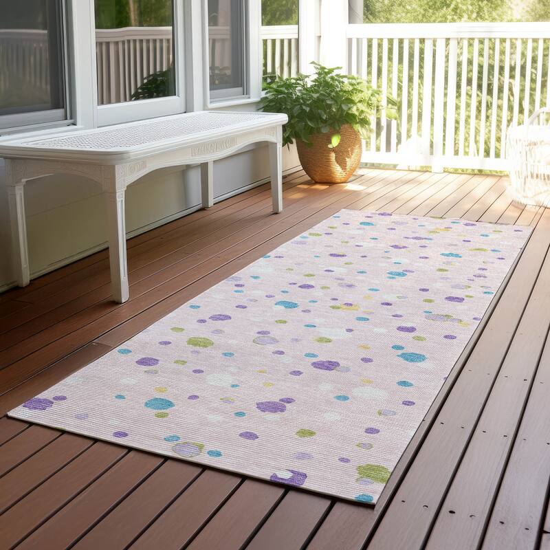 Machine Washable Indoor/ Outdoor Contemporary Sheinelle Chantille Rug - Pink - 2'3" x 7'6"