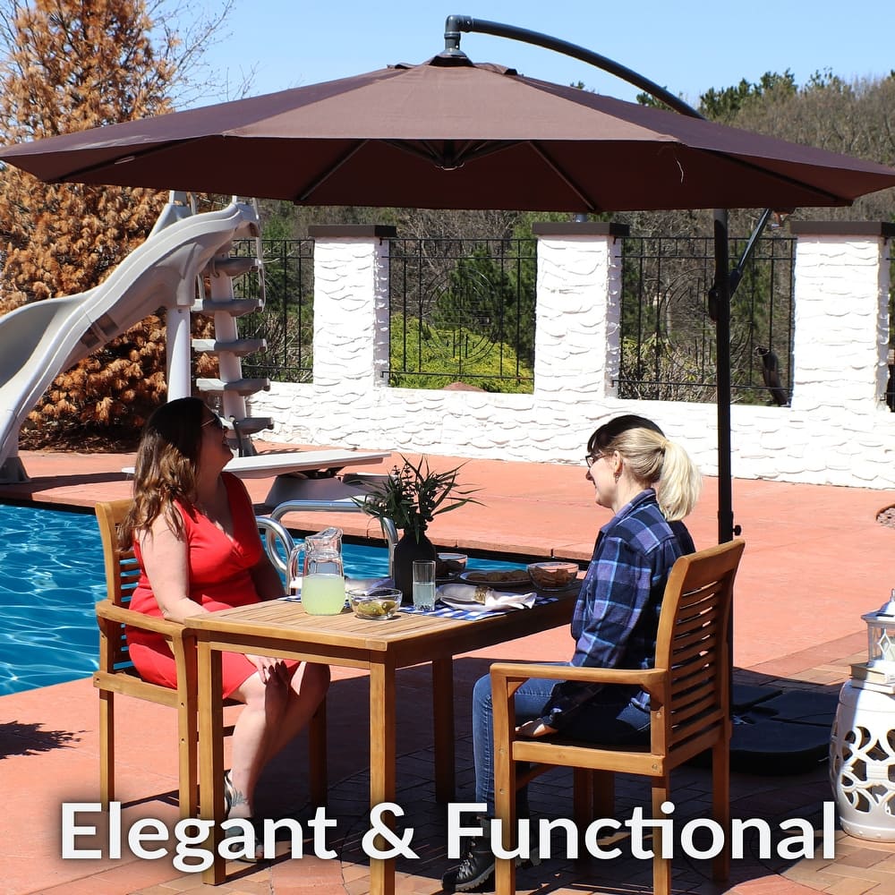 Sunnydaze 10' Offset Patio Umbrella with Cantilever and Cross Base