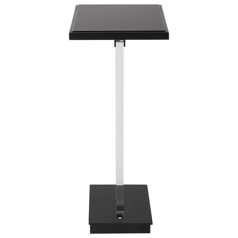 Glass Top Accent Table with Angular Leg - 22.75" - Black and Clear