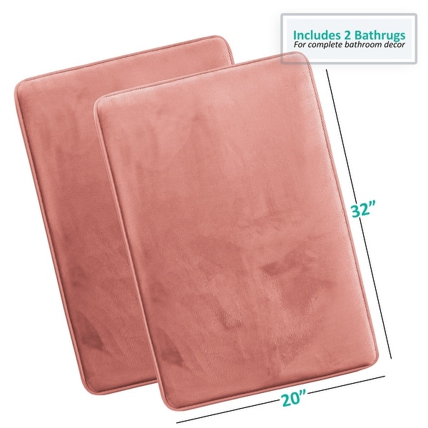 dimension image slide 32 of 58, Clara Clark Ultra Soft Plush Bathroom Rug - Non-Slip, Velvet, Memory Foam Bath Mat - Set of 2