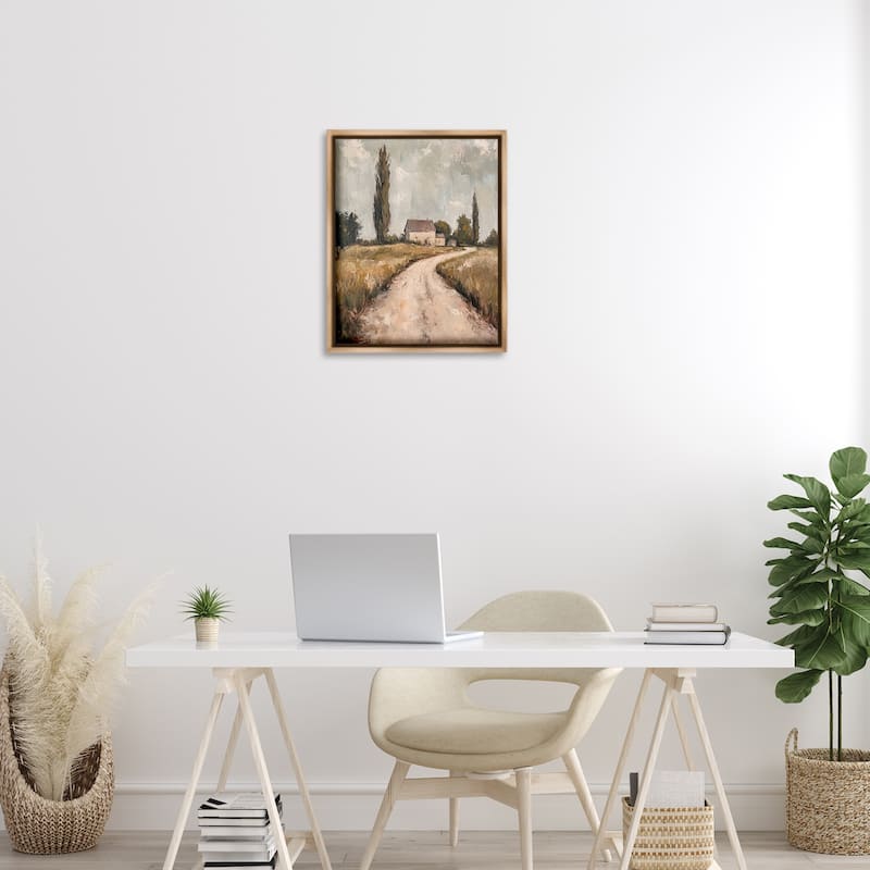 Stupell Painterly Quiet Country Framed Floater Canvas Wall Art Design By Petal Prints Design
