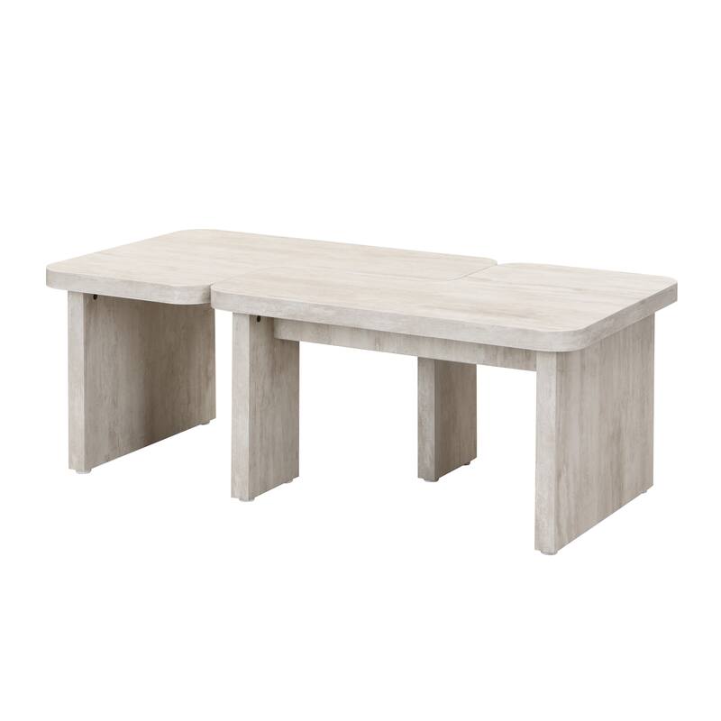 GDFStudio - Carter L-Shaped Farmhouse Coffee Table with Detachable Design