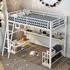 preview thumbnail 2 of 14, White Twin Size Metal Loft Bed with Desk, Storage Shelves and Charging Station