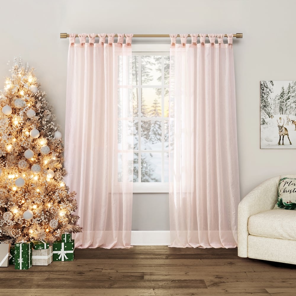 No. 918 Krista Holiday Twist Tab Sheer Tab Top 1-Piece Curtain Panel, Single Panel