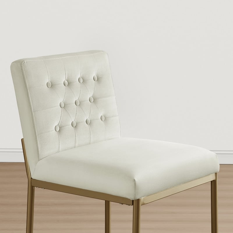 Spruce & Spring Velvet Tufted Counter Bar Stool with Metal Frame