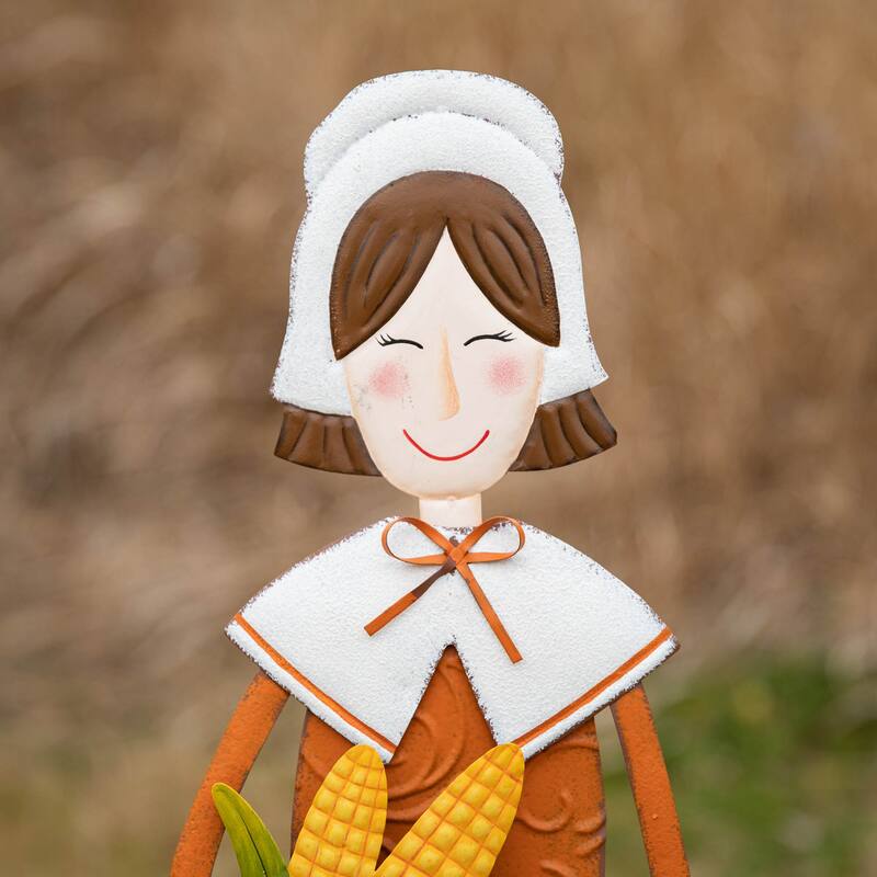 Glitzhome Fall Harvest Metal Yard Stake Hanging Decor for Thanksgiving (2-3 Functions)