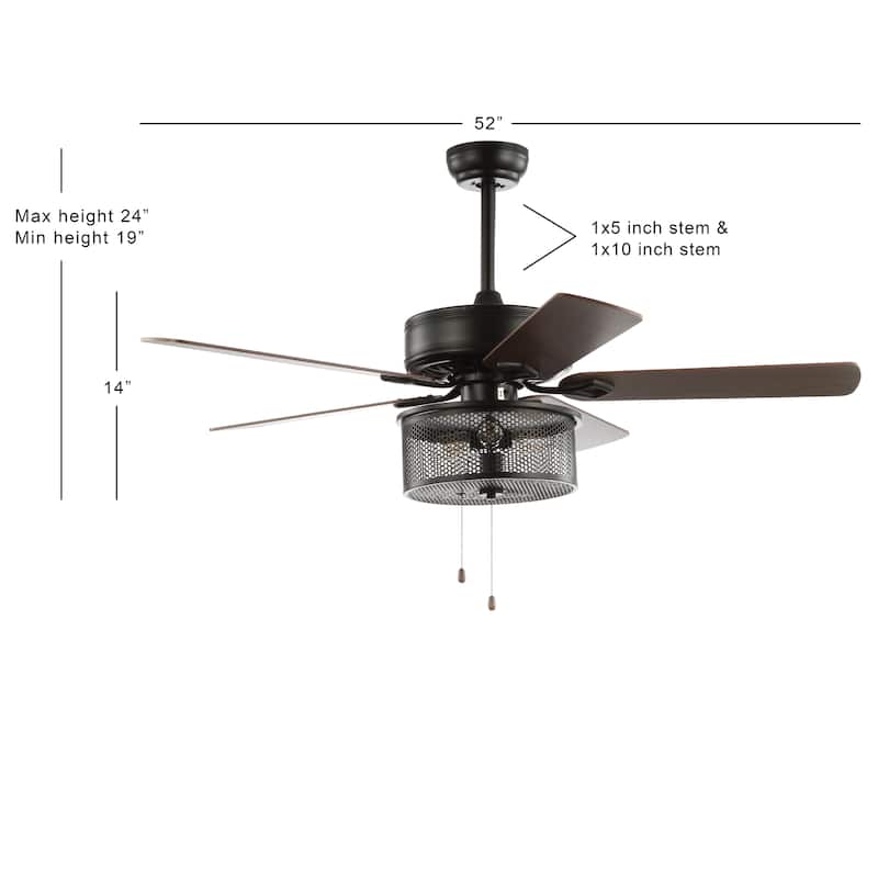 SAFAVIEH Lighting 52-Inch Fredrick Ceiling Light Fan - 52" W x 52" L x 24" H